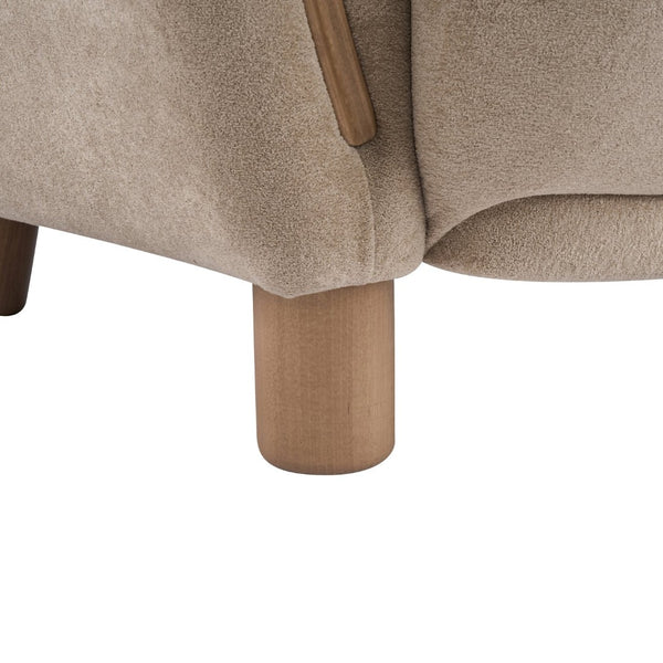 English Elm Cozy Wingback Velvet Accent Chair Mid Century Silhouette with Dark Wood Legs Light Brown N776P434669M