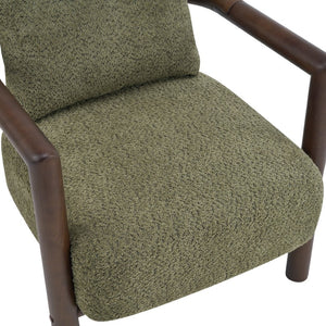 English Elm Bblythe Boucle Accent Chair Solid Rubberwood Frame Textured Fabric for Modern Living Olive Green N776P439725G