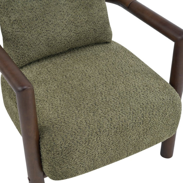 English Elm Bblythe Boucle Accent Chair Solid Rubberwood Frame Textured Fabric for Modern Living Olive Green N776P439725G