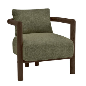 English Elm Bblythe Boucle Accent Chair Solid Rubberwood Frame Textured Fabric for Modern Living Olive Green N776P439725G