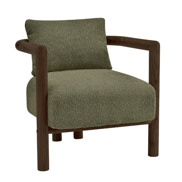English Elm Bblythe Boucle Accent Chair Solid Rubberwood Frame Textured Fabric for Modern Living Olive Green N776P439725G
