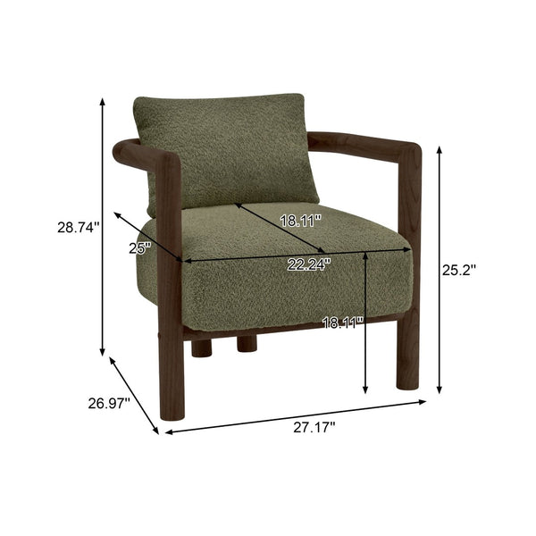 English Elm Bblythe Boucle Accent Chair Solid Rubberwood Frame Textured Fabric for Modern Living Olive Green N776P439725G