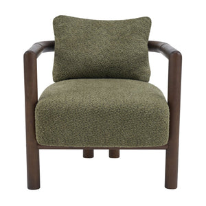 English Elm Bblythe Boucle Accent Chair Solid Rubberwood Frame Textured Fabric for Modern Living Olive Green N776P439725G