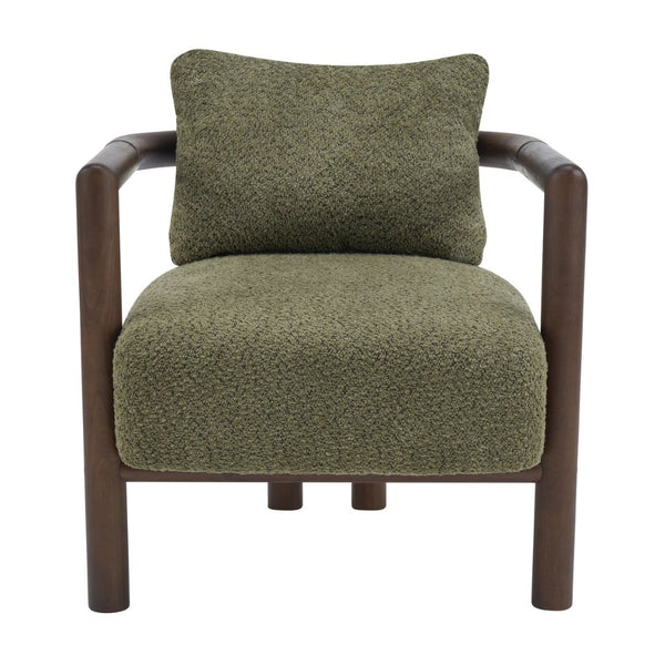 English Elm Bblythe Boucle Accent Chair Solid Rubberwood Frame Textured Fabric for Modern Living Olive Green N776P439725G