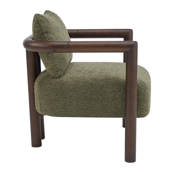 English Elm Bblythe Boucle Accent Chair Solid Rubberwood Frame Textured Fabric for Modern Living Olive Green N776P439725G