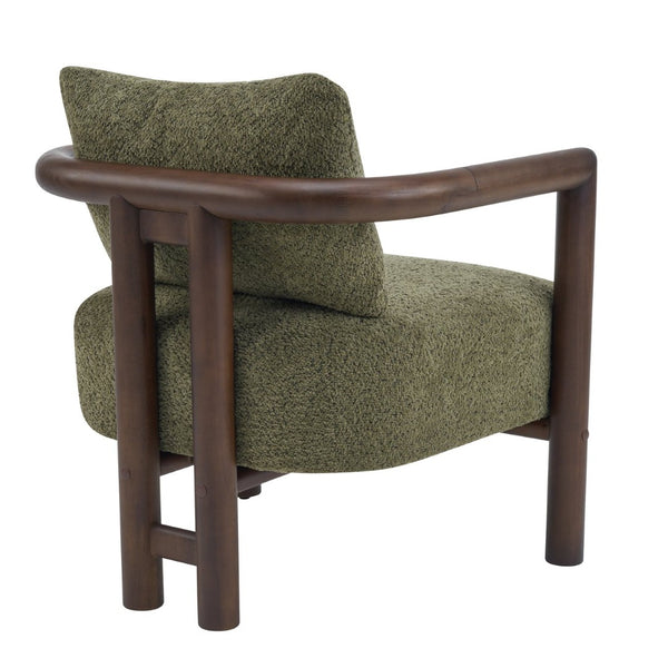 English Elm Bblythe Boucle Accent Chair Solid Rubberwood Frame Textured Fabric for Modern Living Olive Green N776P439725G