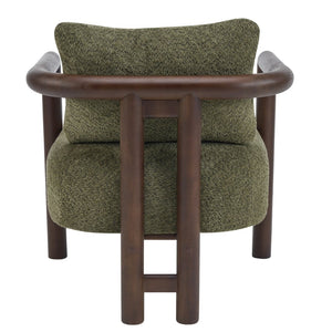 English Elm Bblythe Boucle Accent Chair Solid Rubberwood Frame Textured Fabric for Modern Living Olive Green N776P439725G
