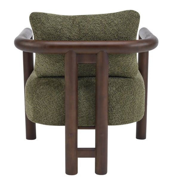 English Elm Bblythe Boucle Accent Chair Solid Rubberwood Frame Textured Fabric for Modern Living Olive Green N776P439725G