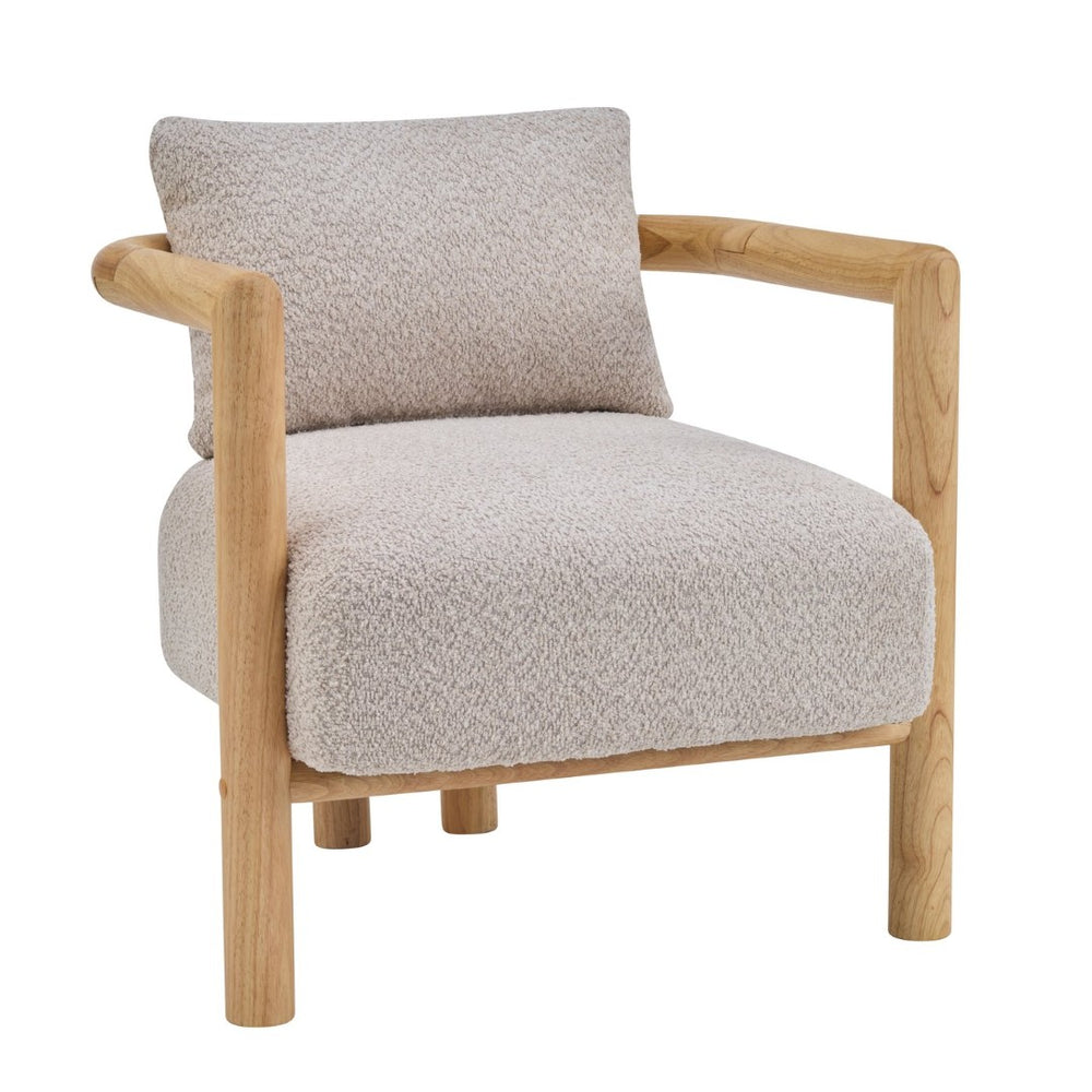English Elm Bblythe Boucle Accent Chair Solid Rubberwood Frame Textured Fabric for Modern Living Wheat N776P439725L
