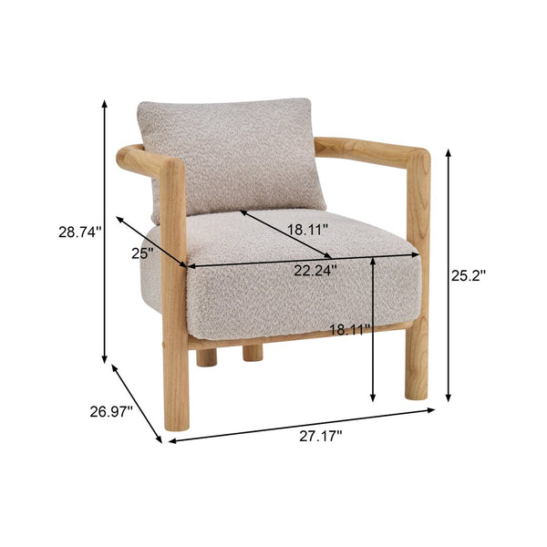 English Elm Bblythe Boucle Accent Chair Solid Rubberwood Frame Textured Fabric for Modern Living Wheat N776P439725L