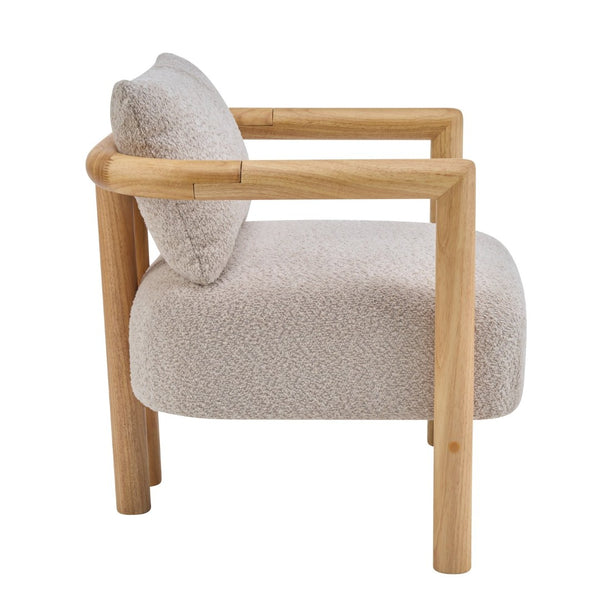 English Elm Bblythe Boucle Accent Chair Solid Rubberwood Frame Textured Fabric for Modern Living Wheat N776P439725L