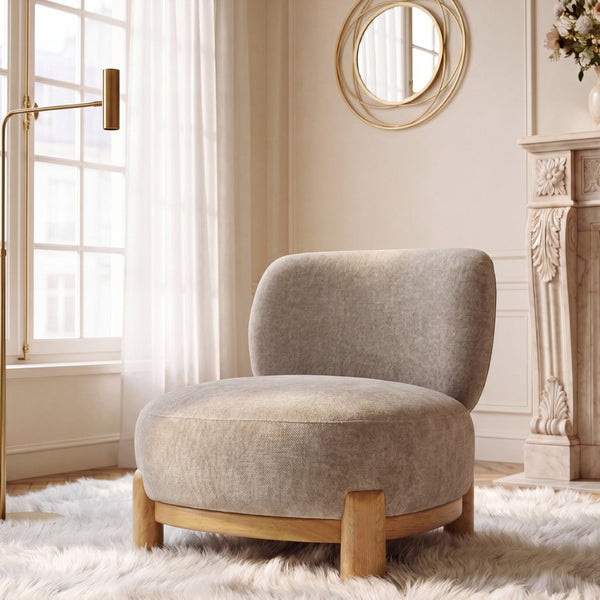 English Elm Roxanne Wide Seat Upholstered Accent Chair Soft Textured Fabric for Any Room Light Brown N776P439796L