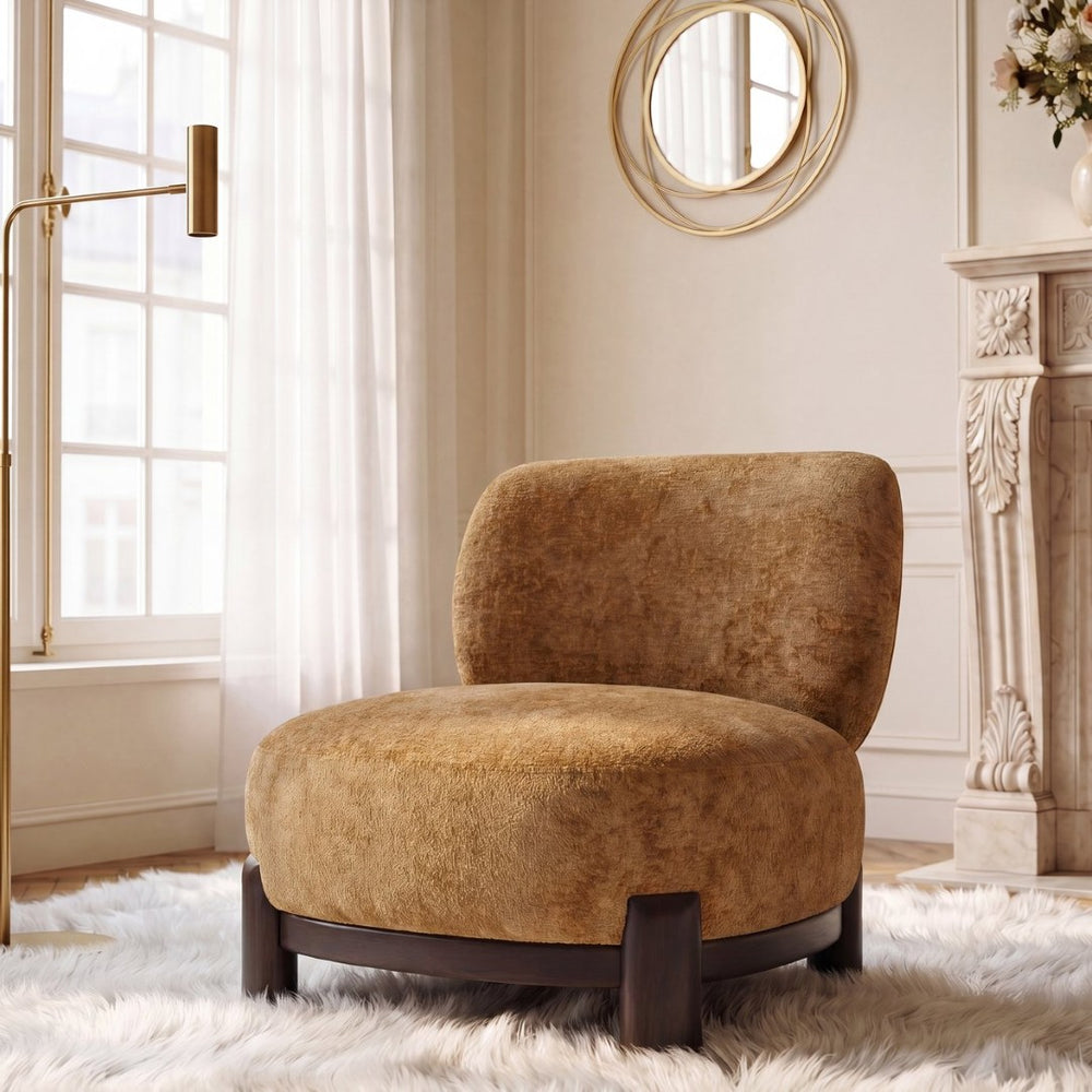 English Elm Roxanne Wide Seat Upholstered Accent Chair Soft Textured Fabric for Any Room Pumpkin Yellow N776P439796Y