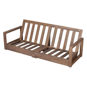 English Elm Westchester Acacia Wood Outdoor Sofa Mid-century Slat Design for Patio Lounging N776P440227B