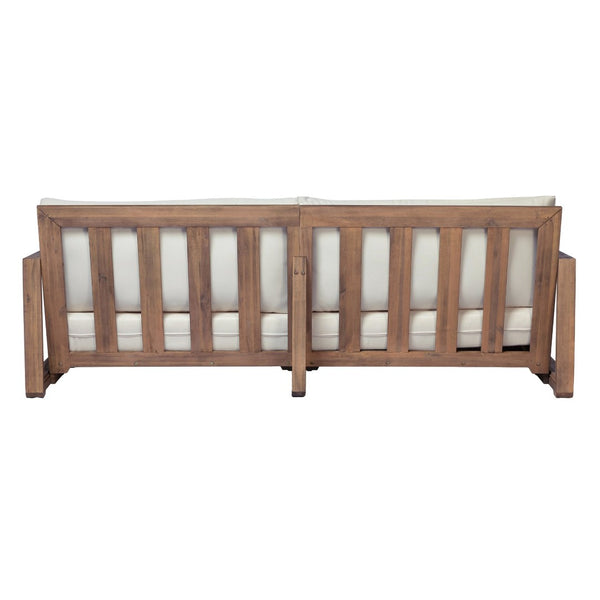 English Elm Westchester Acacia Wood Outdoor Sofa Mid-century Slat Design for Patio Lounging N776P440227B
