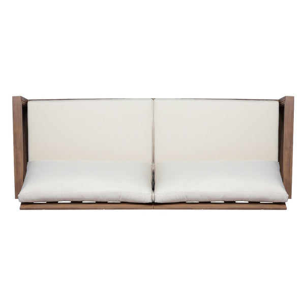 English Elm Westchester Acacia Wood Outdoor Sofa Mid-century Slat Design for Patio Lounging N776P440227B