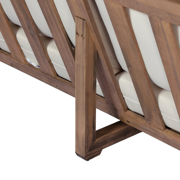 English Elm Westchester Acacia Wood Outdoor Sofa Mid-century Slat Design for Patio Lounging N776P440227B