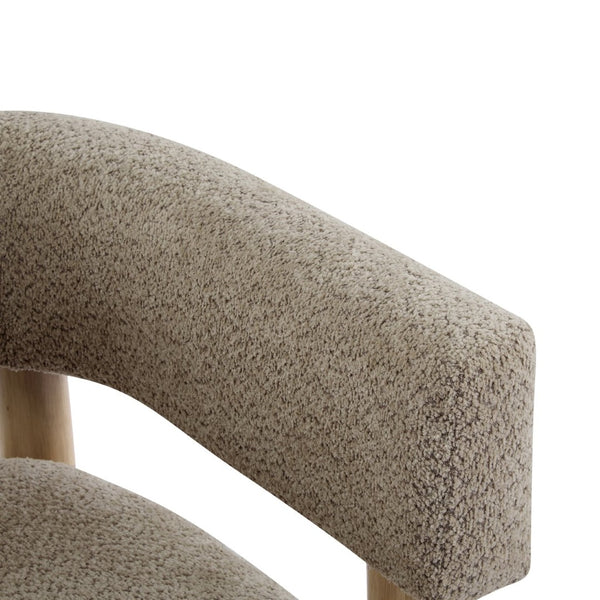 English Elm Boucle Textured Accent Chair with Rubberwood Legs for Living Room or Bedroom Camel N776P446174B
