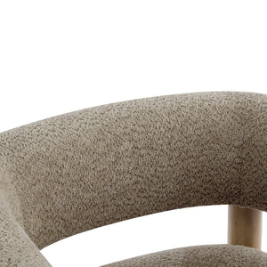 English Elm Boucle Textured Accent Chair with Rubberwood Legs for Living Room or Bedroom Camel N776P446174B