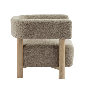 English Elm Boucle Textured Accent Chair with Rubberwood Legs for Living Room or Bedroom Camel N776P446174B