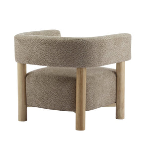 English Elm Boucle Textured Accent Chair with Rubberwood Legs for Living Room or Bedroom Camel N776P446174B