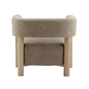 English Elm Boucle Textured Accent Chair with Rubberwood Legs for Living Room or Bedroom Camel N776P446174B
