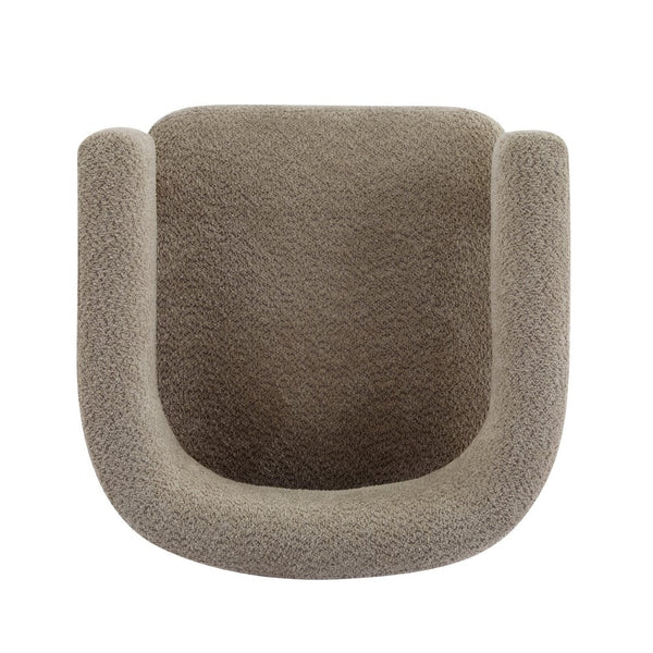 English Elm Boucle Textured Accent Chair with Rubberwood Legs for Living Room or Bedroom Camel N776P446174B
