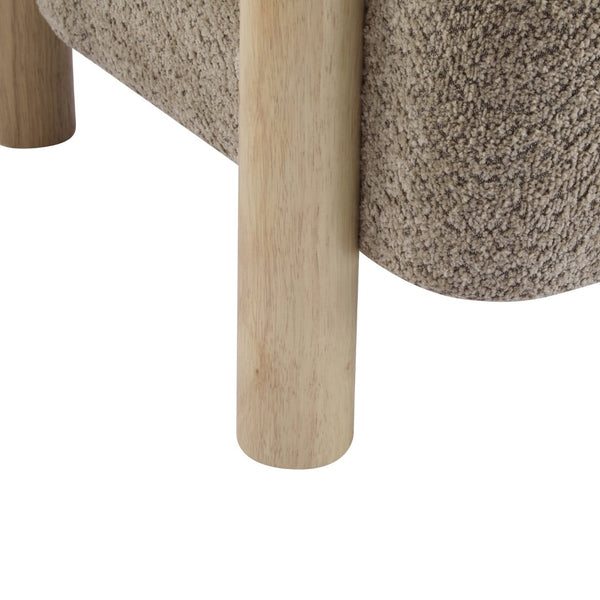 English Elm Boucle Textured Accent Chair with Rubberwood Legs for Living Room or Bedroom Camel N776P446174B
