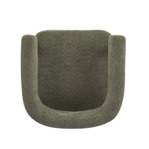 English Elm Boucle Textured Accent Chair with Rubberwood Legs for Living Room or Bedroom Olive Green / Walnut N776P446174G