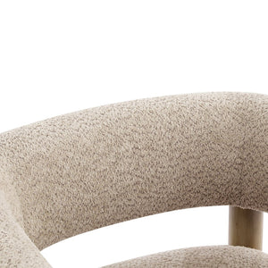 English Elm Boucle Textured Accent Chair with Rubberwood Legs for Living Room or Bedroom Natural / Wheat N776P446174L