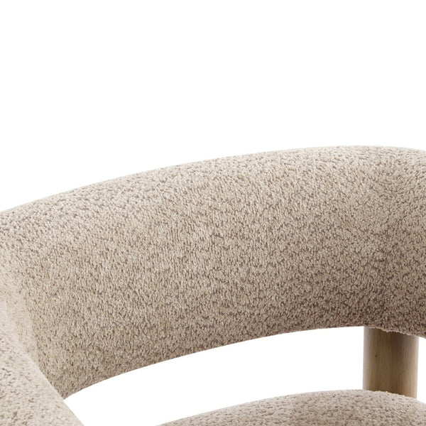 English Elm Boucle Textured Accent Chair with Rubberwood Legs for Living Room or Bedroom Natural / Wheat N776P446174L