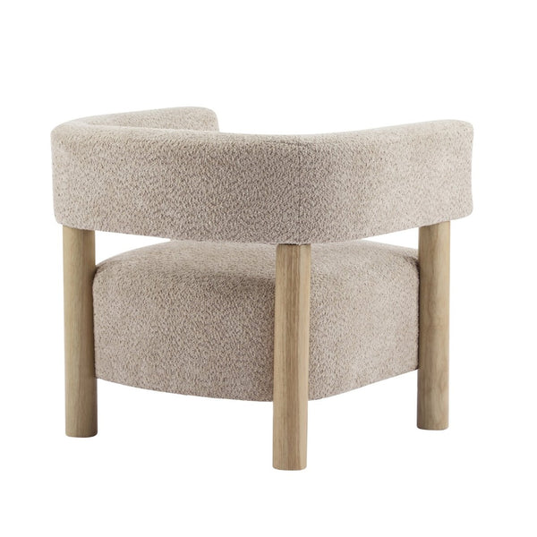 English Elm Boucle Textured Accent Chair with Rubberwood Legs for Living Room or Bedroom Natural / Wheat N776P446174L