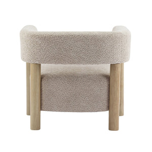 English Elm Boucle Textured Accent Chair with Rubberwood Legs for Living Room or Bedroom Natural / Wheat N776P446174L