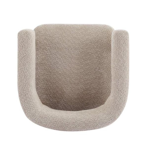 English Elm Boucle Textured Accent Chair with Rubberwood Legs for Living Room or Bedroom Natural / Wheat N776P446174L