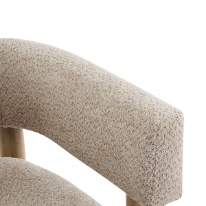 English Elm Boucle Textured Accent Chair with Rubberwood Legs for Living Room or Bedroom Natural / Wheat N776P446174L