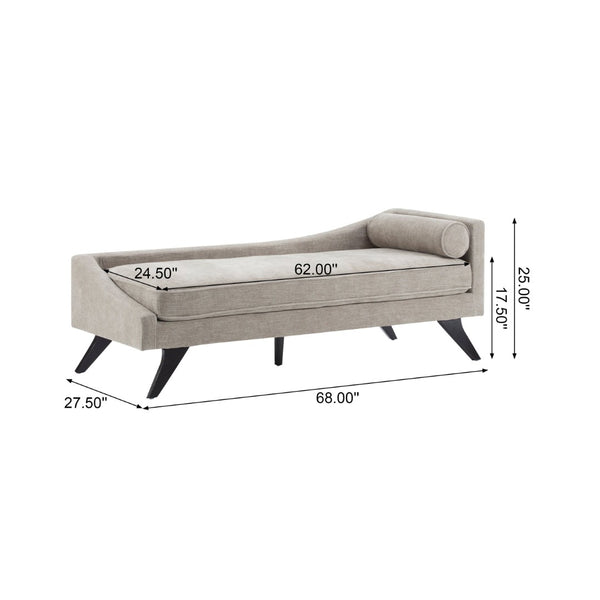 English Elm Chaise Lounge with Birch Legs Mid Century Upholstered Recline Chair for Living Room N776P446345K