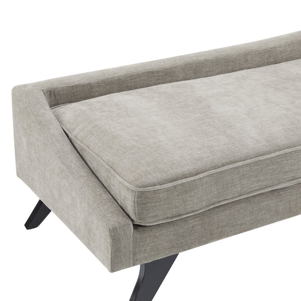 English Elm Chaise Lounge with Birch Legs Mid Century Upholstered Recline Chair for Living Room N776P446345K