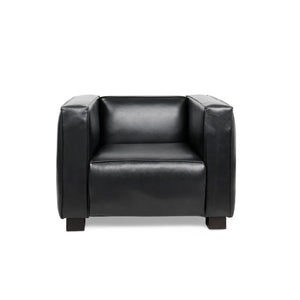 English Elm N776p446352b Pu Leather Accent Chair Squared Arms Modern Geometric Silhouette for Office Black N776P446352B