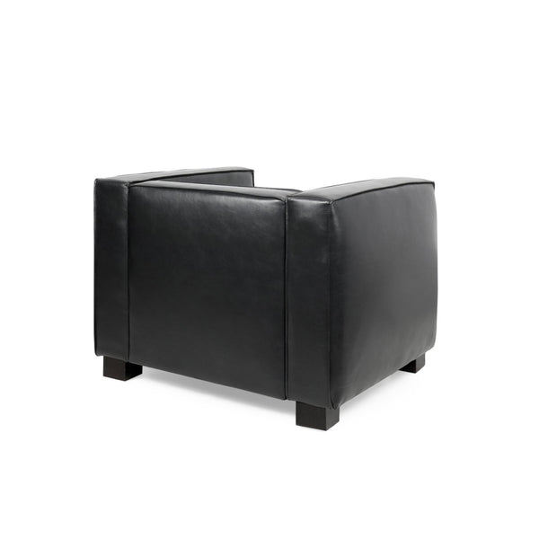 English Elm N776p446352b Pu Leather Accent Chair Squared Arms Modern Geometric Silhouette for Office Black N776P446352B
