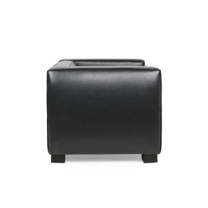 English Elm N776p446352b Pu Leather Accent Chair Squared Arms Modern Geometric Silhouette for Office Black N776P446352B