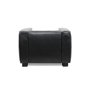 English Elm N776p446352b Pu Leather Accent Chair Squared Arms Modern Geometric Silhouette for Office Black N776P446352B