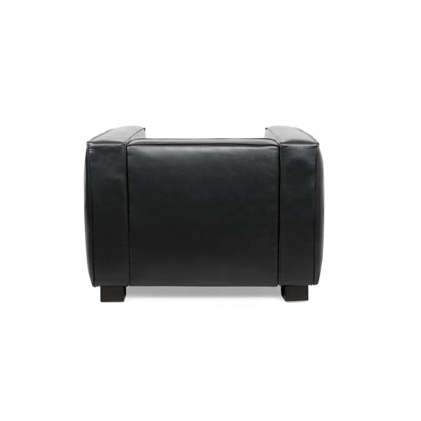 English Elm N776p446352b Pu Leather Accent Chair Squared Arms Modern Geometric Silhouette for Office Black N776P446352B
