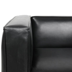 English Elm N776p446352b Pu Leather Accent Chair Squared Arms Modern Geometric Silhouette for Office Black N776P446352B