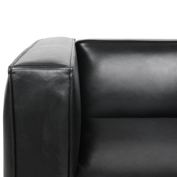 English Elm N776p446352b Pu Leather Accent Chair Squared Arms Modern Geometric Silhouette for Office Black N776P446352B