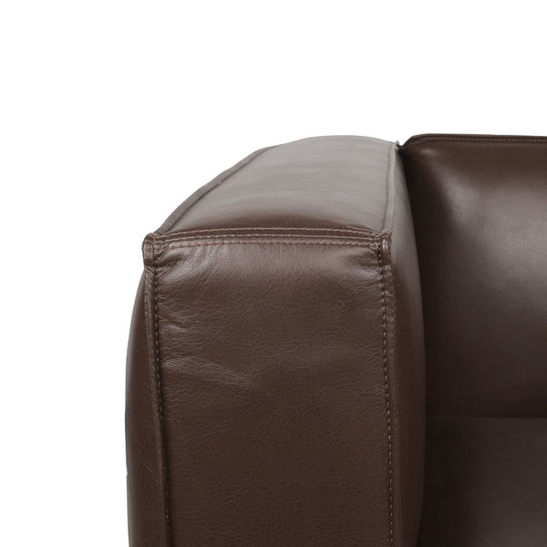 English Elm N776p446352b Pu Leather Accent Chair Squared Arms Modern Geometric Silhouette for Office Dark Brown N776P446352C