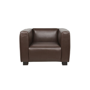 English Elm N776p446352b Pu Leather Accent Chair Squared Arms Modern Geometric Silhouette for Office Dark Brown N776P446352C