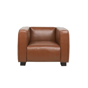 English Elm N776p446352d Pu Leather Accent Chair Boxy Geometric Frame for Modern Living Spaces N776P446352D