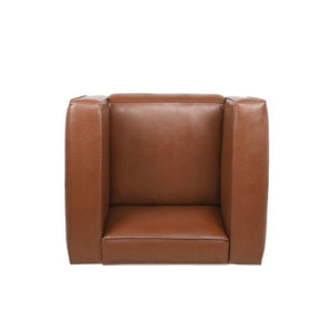 English Elm N776p446352d Pu Leather Accent Chair Boxy Geometric Frame for Modern Living Spaces N776P446352D