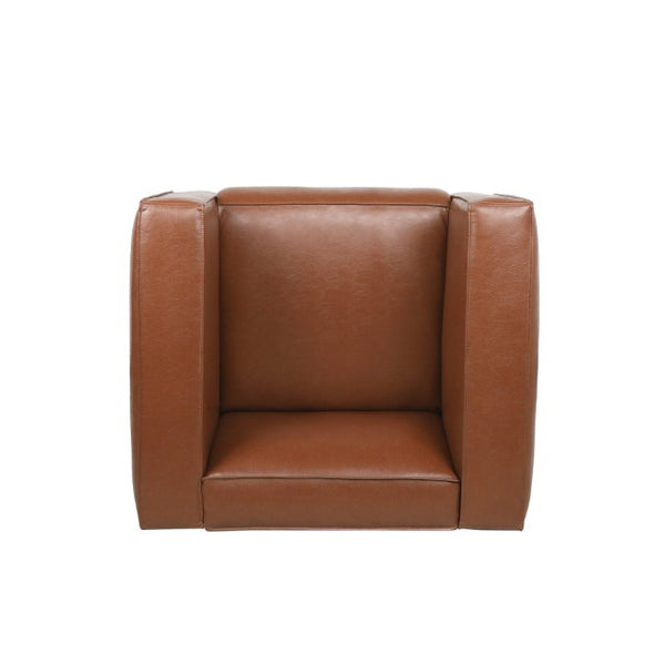 English Elm N776p446352d Pu Leather Accent Chair Boxy Geometric Frame for Modern Living Spaces N776P446352D