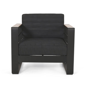 English Elm Giovanna Slatted Aluminum Outdoor Club Chair with Resort Style and Weather Resistant Cushions N776P449941B